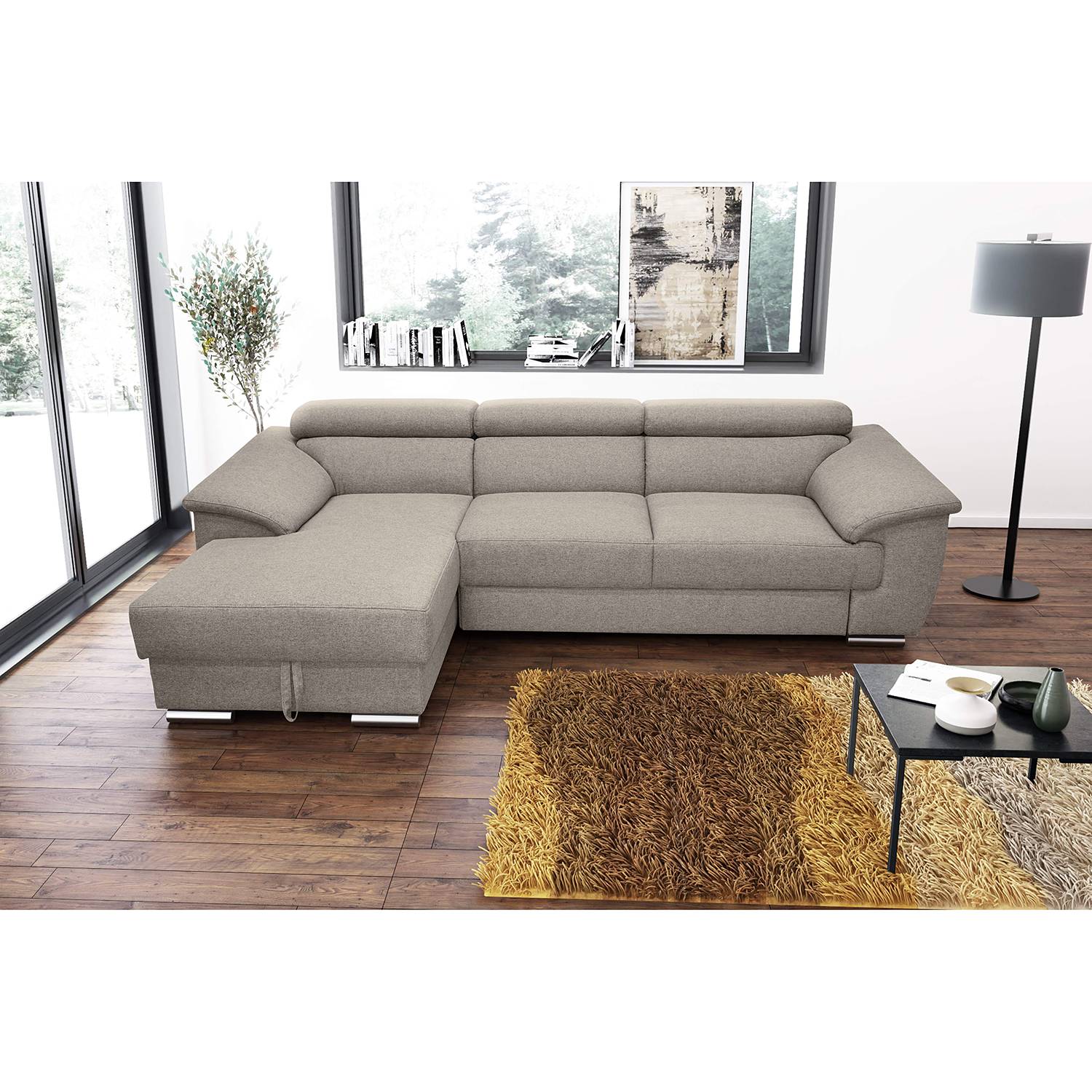 Fredriks Ecksofa Swain Granit Webstoff 271x78x166 cm von Fredriks