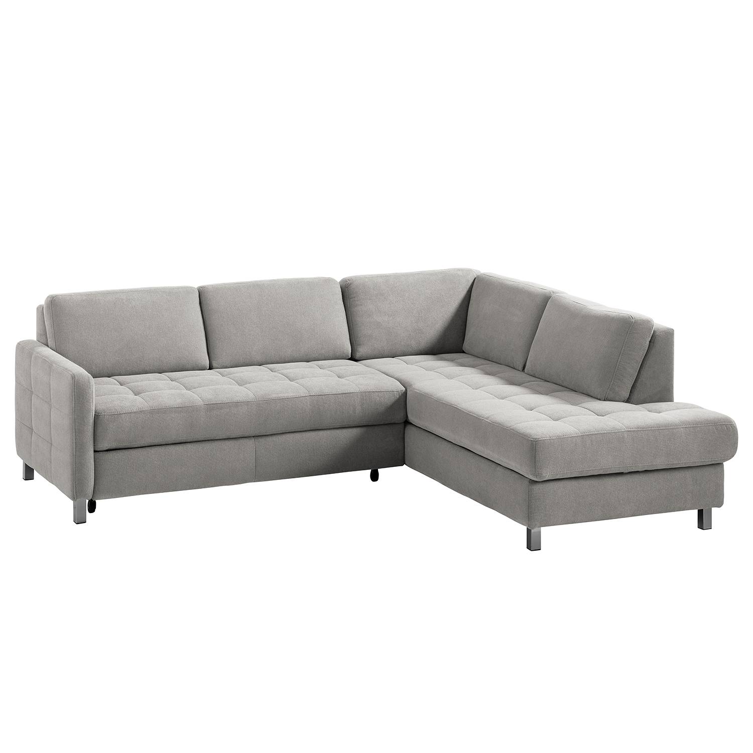 Fredriks Ecksofa Tanete Silbergrau Webstoff 233x80x196 cm mit Schlaffunktion und Bettkasten von sit&more