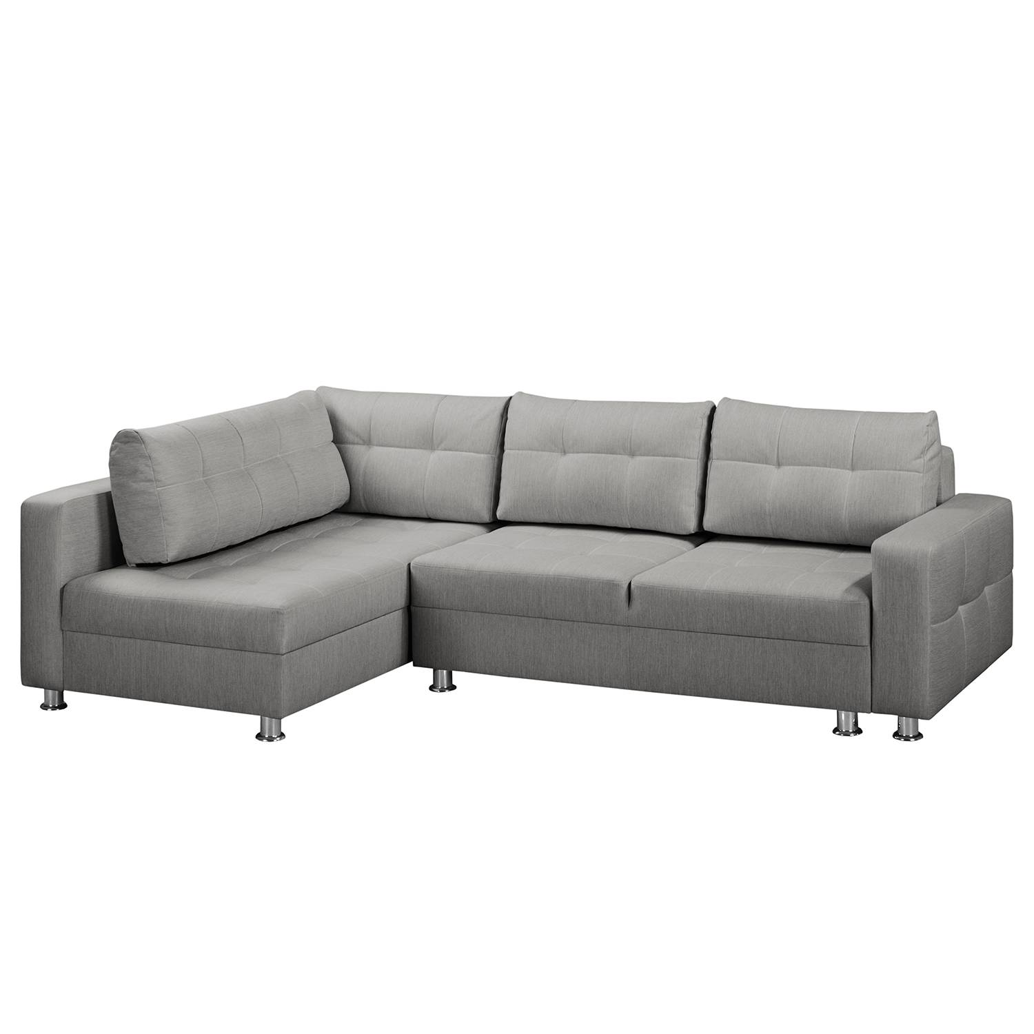 Fredriks Ecksofa Upwell Platin Strukturstoff 266x72x167 cm mit Schlaffunktion und Bettkasten von Fredriks