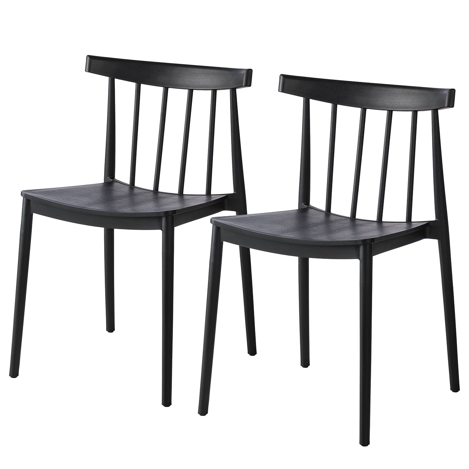 Fredriks Esszimmerstuhl Lowick Stuhl Küchenstuhl Deko Kunststoff Schwarz 2er 349 B-Ware von Fredriks