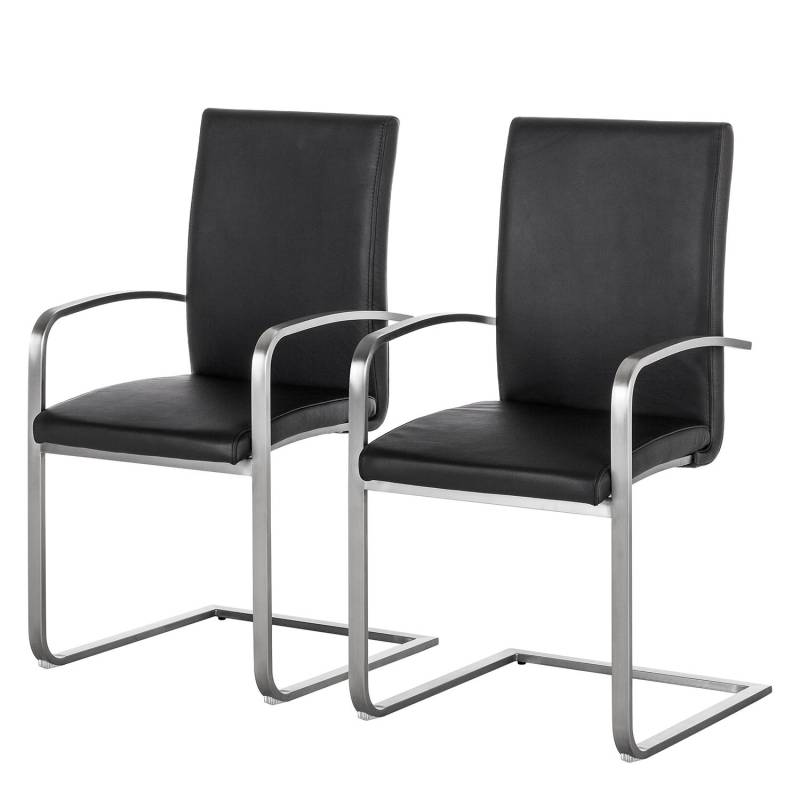 Fredriks Freischwinger Augusta I 2er Set Echtleder Aude: Schwarz Esszimmerstuhl  B-Ware von Fredriks