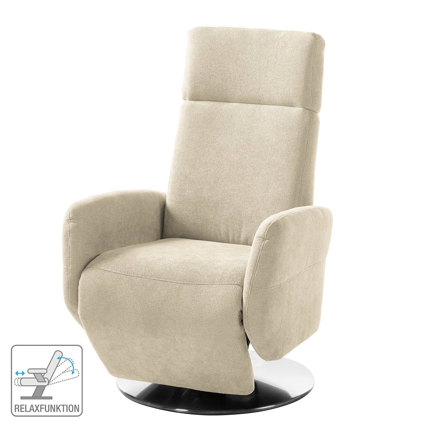 home24 Relaxsessel Biar Beige/Hellbeige Webstoff 71 x 110 x 82cm von home24