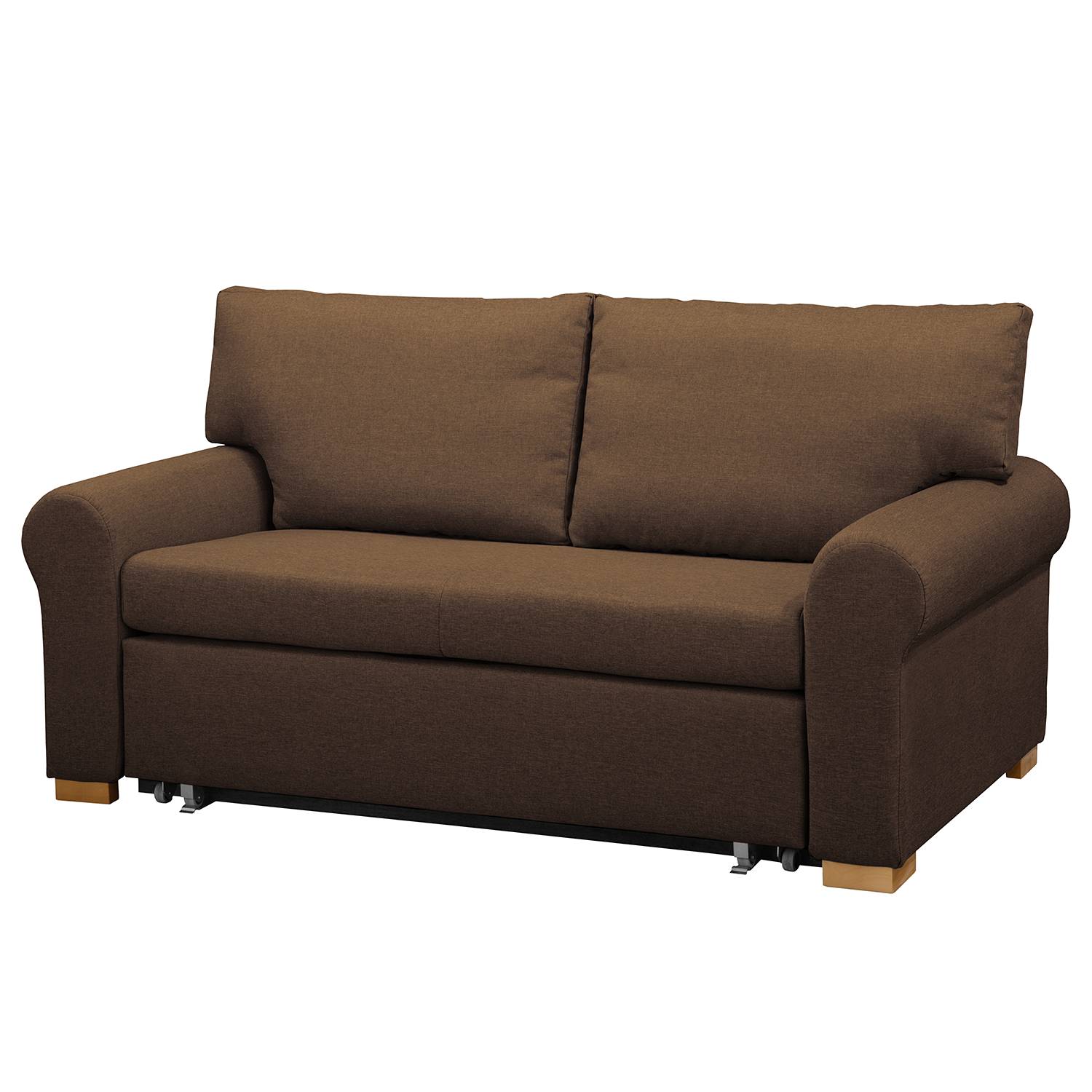 Fredriks Schlafsofa Latina XIX Braun Flachgewebe 165x95x90 cm mit Schlaffunktion und Bettkasten von Mørteens