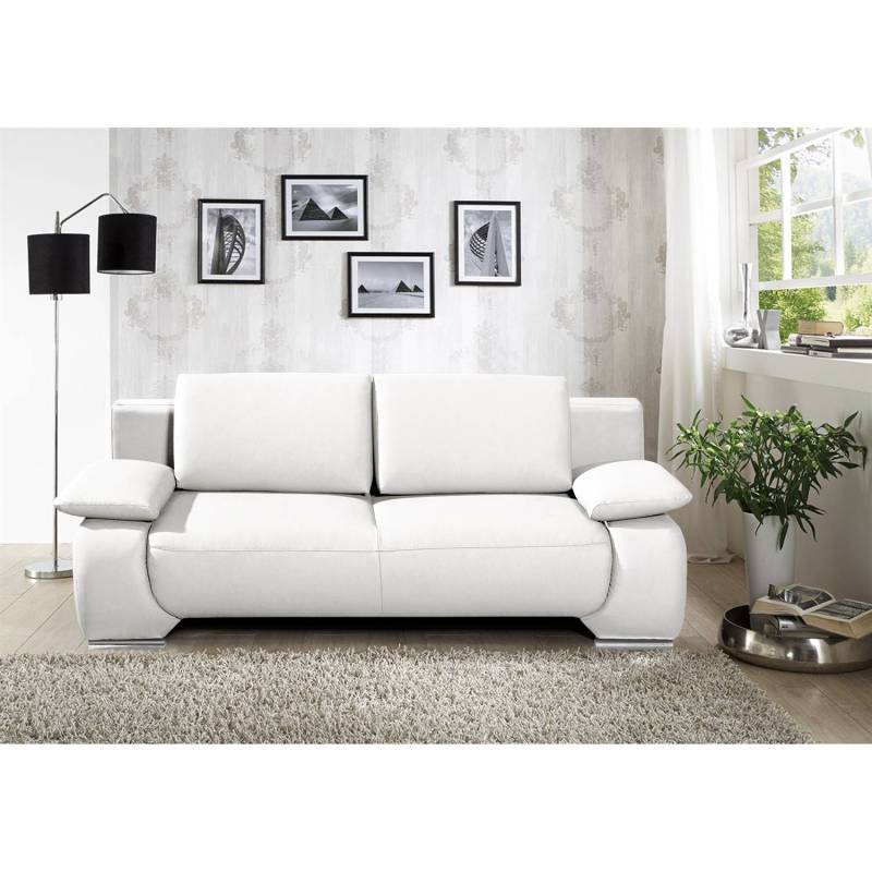 Fredriks Schlafsofa Ramea 2-Sitzer Weiß Echtleder 213x85x100 cm (BxHxT) mit Schlaffunktion/Bettkasten Modern von Fredriks