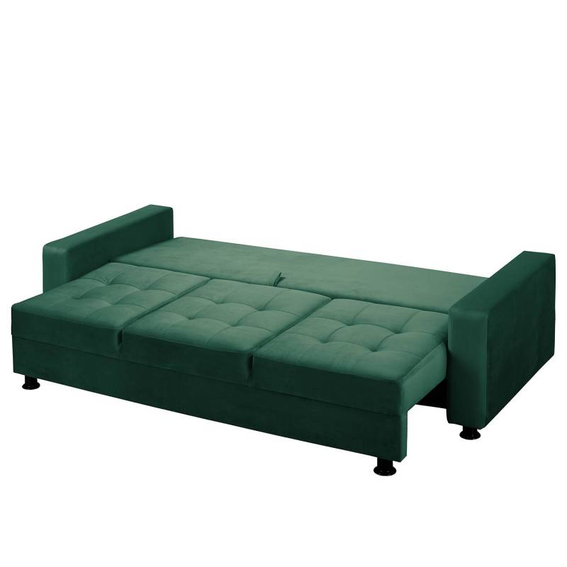 home24 Schlafsofa Upwell II Grün/Dunkelgrün Microfaser 236 x 72 x 96cm Modern von home24