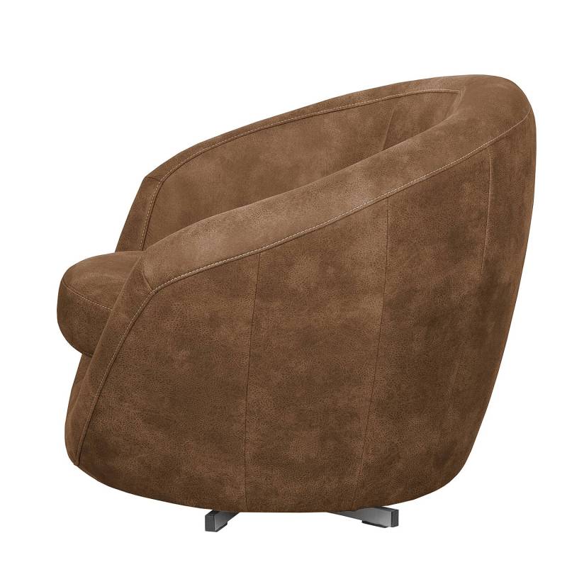 home24 Drehsessel Braun/Nougat Microfaser Bera 92 x 75 x 80cm von home24