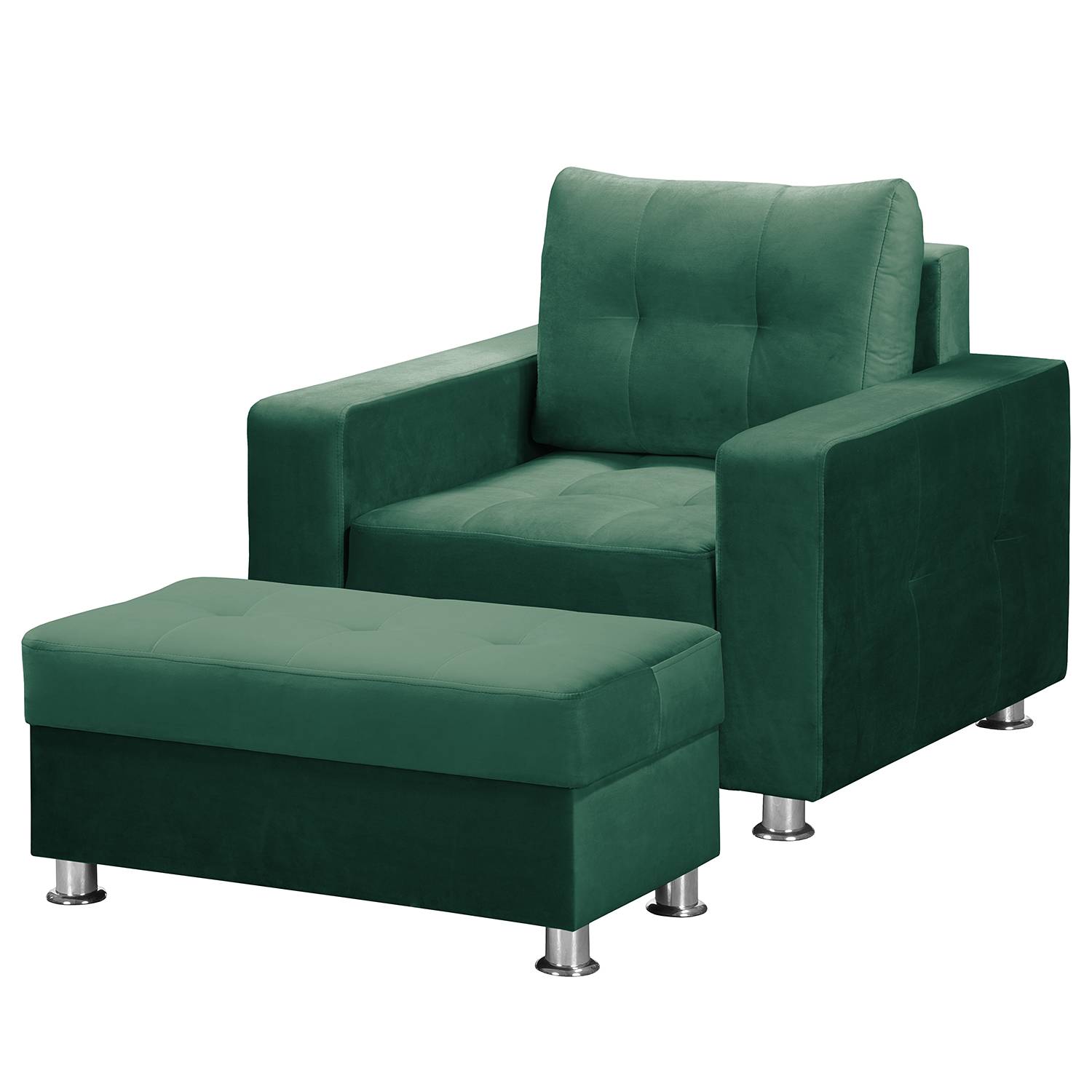 Fredriks Sessel Upwell II Dunkelgrün 100% Polyester mit Hocker 98x96x90 cm (BxHxT) von Fredriks