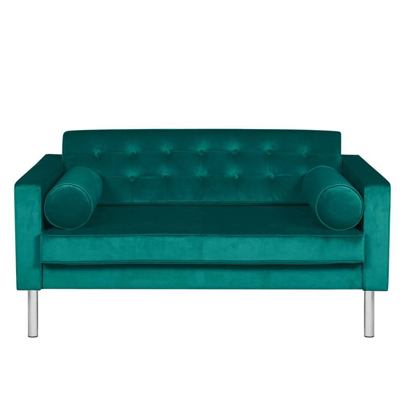 home24 Sofa III 2-Sitzer Grün Stoff Tond 146 x 71 x 85cm Zylinder Modern von home24
