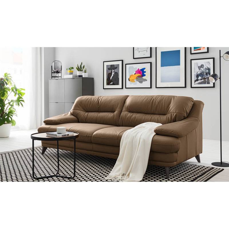 Fredriks Sofa Lutz II 3-Sitzer Cubanit Echtleder 220x87x100 cm von Fredriks