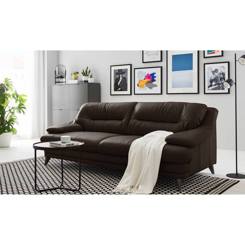 Fredriks Sofa Lutz II 3-Sitzer Dunkelbraun Echtleder 220x87x100 cm von Fredriks