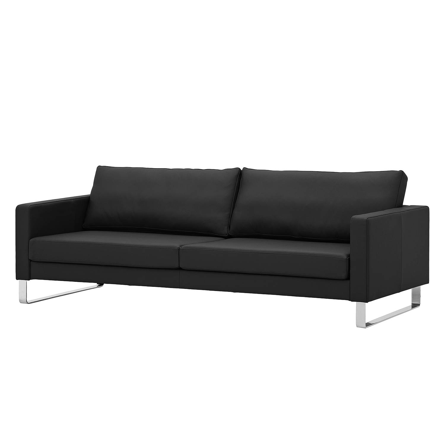 Fredriks Sofa Portobello 3-Sitzer Schwarz Echtleder 216x75x85 cm (BxHxT) Modern von Fredriks
