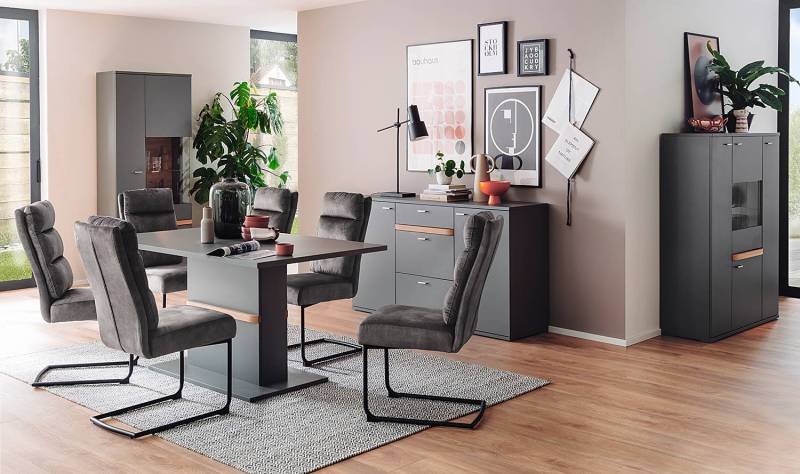 home24 Freischwinger Naikan 2er-Set 44 x 99 x 64cm Grau/Anthrazit von home24
