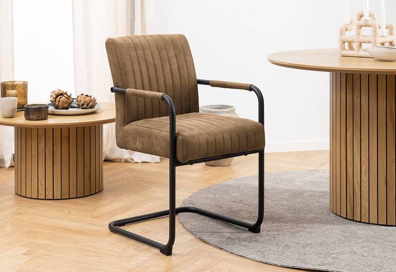 home24 Freischwinger Brallee 2er-Set 51 x 85 x 65cm Braun von home24