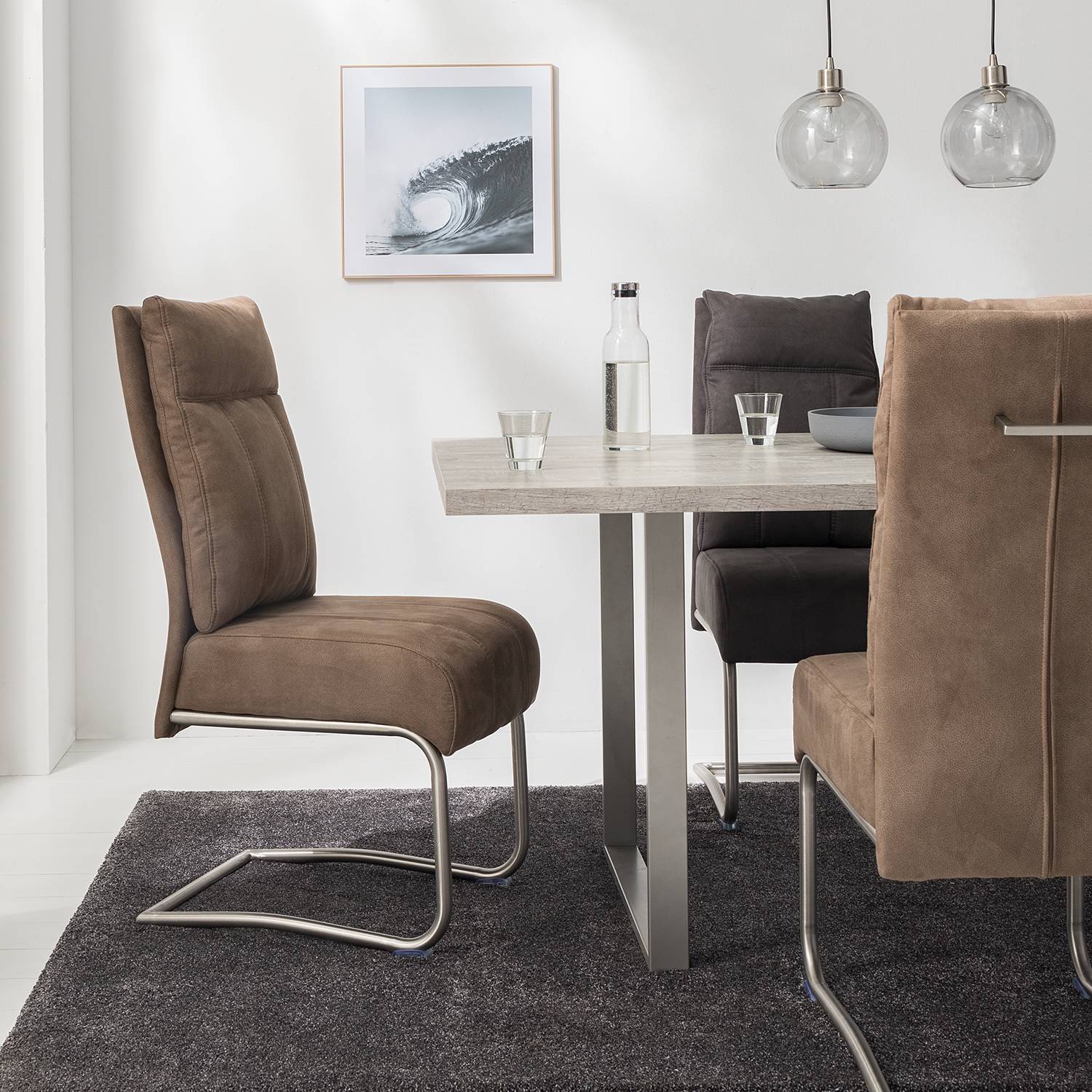 home24 Freischwinger Crowan 2er-Set 45 x 101 x 65cm Braun/Vintage Sand von home24