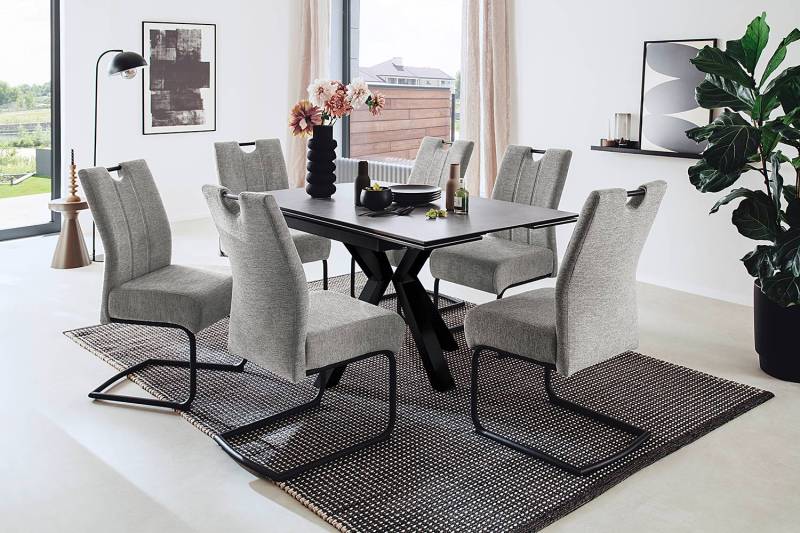 home24 Freischwinger Douako 2er-Set 49 x 98 x 63cm Grau/Grau von home24