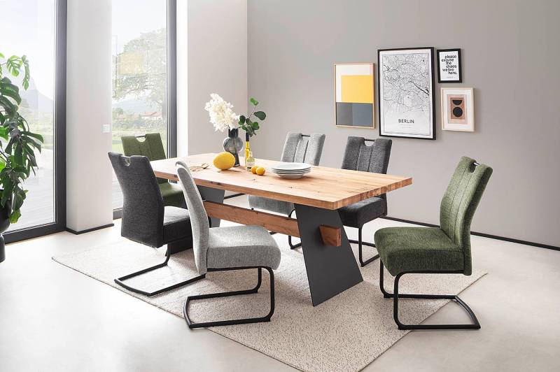 home24 Freischwinger Douako 2er-Set 49 x 98 x 63cm Grün/Olivgrün von home24