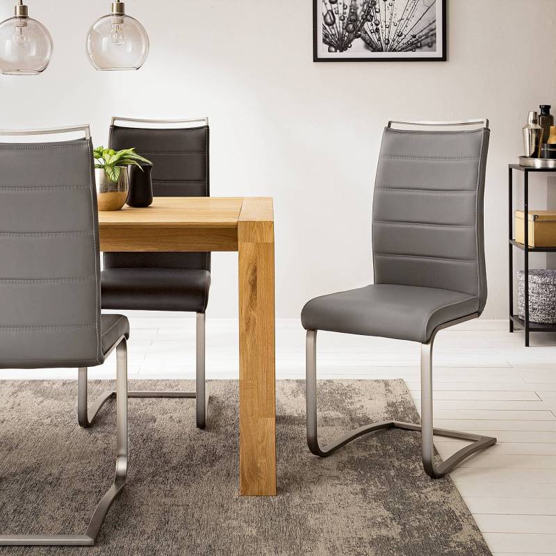 home24 Freischwinger Lezuza 42 x 102 x 56cm 4er Set Kunstleder Leja: Grau Grau von home24