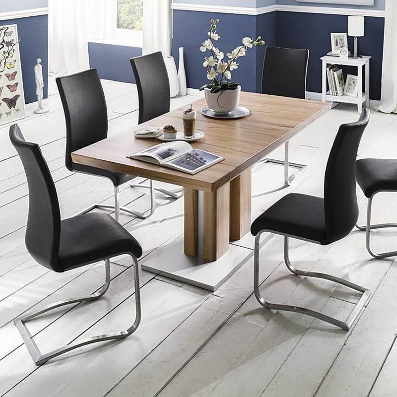 home24 Freischwinger Marco 43 x 103 x 52cm 2er Set Kunstleder Putri: Schwarz Schwarz von home24