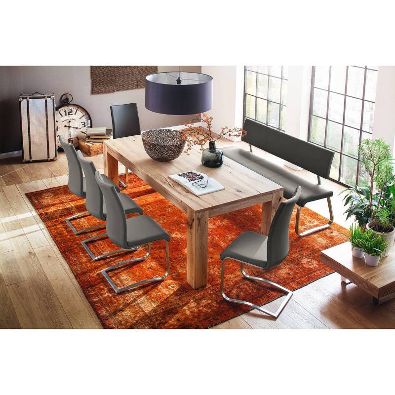 home24 Freischwinger Marco 43 x 103 x 52cm 4er Set Kunstleder Putri: Grau Grau von home24