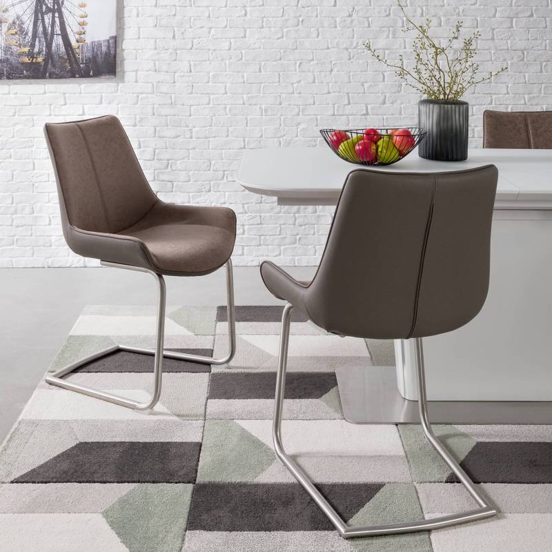 home24 Freischwinger Saval 2er-Set 54 x 89 x 60cm Braun/Vintage Braun von home24