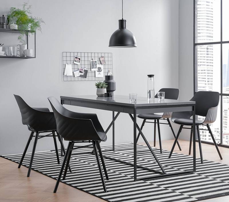 home24 Multifunktionstisch Zaddy 160 x 76 x 80cm Grau/Dunkelgrau von home24