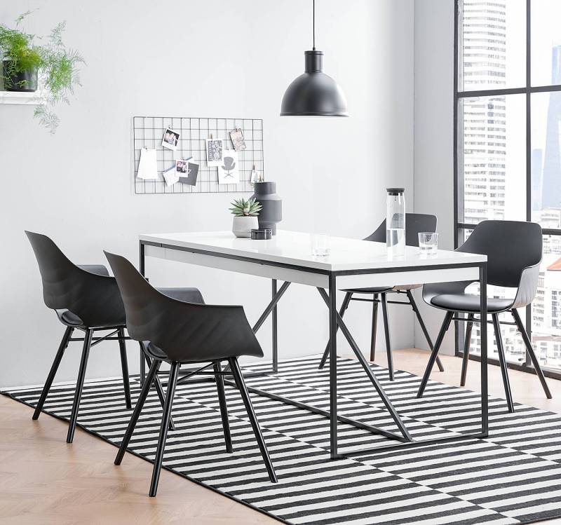 home24 Multifunktionstisch Zaddy 160 x 76 x 80cm Weiß/Weiß von home24