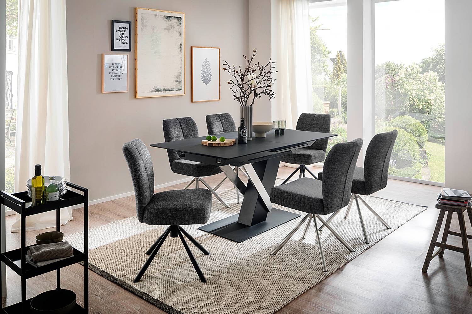 home24 Drehbarer Polsterstuhl Mitrova 2er-Set 48 x 88 x 61cm Grau/Anthrazit home24 Drehbarer Polsterstuhl Mitrova 2er-Set 48 x 88 x 61cm Grau/Anthrazit von home24