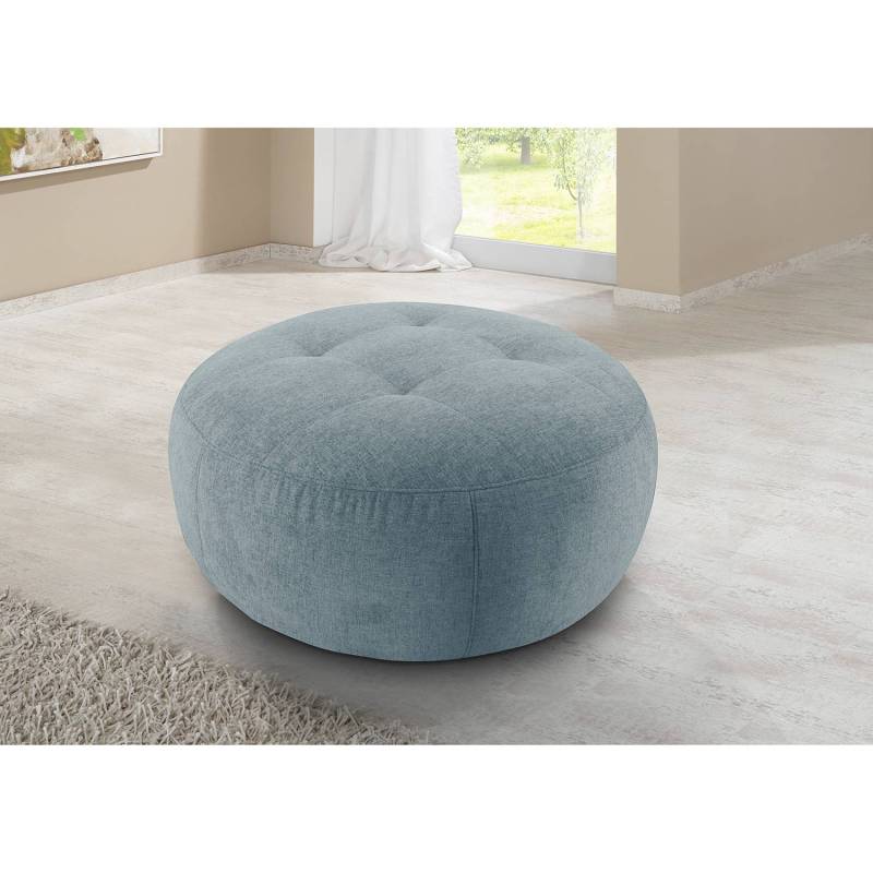 home24 Pouf Montfort Ø 104cm Blau Chenille Alix: Hellblau von home24
