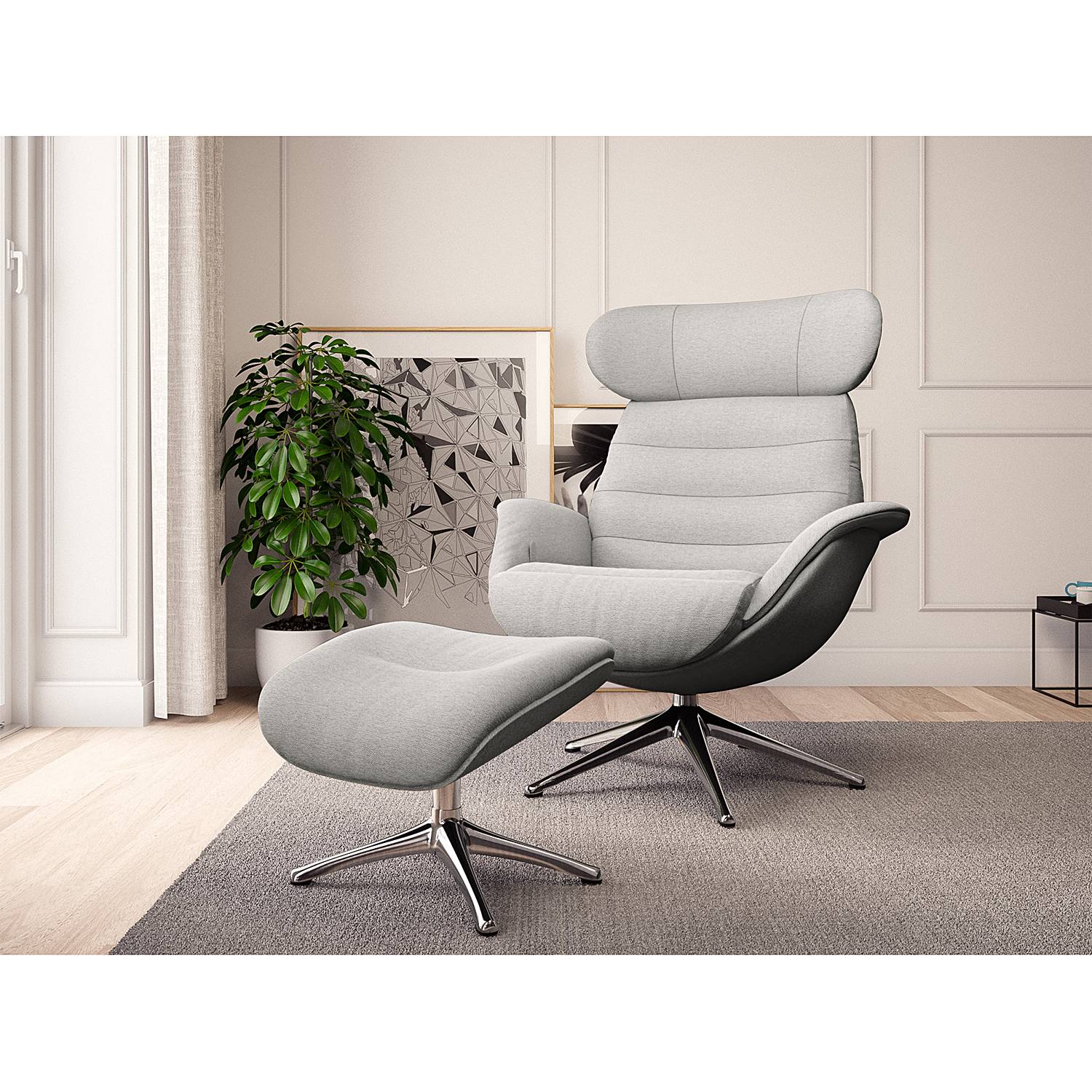 home24 Relaxsessel LESO Grau Webstoff Saia ohne Hocker Chrom glänzend 90 x 107 x 90cm home24 Relaxsessel LESO Grau Webstoff Saia ohne Hocker Chrom glänzend 90 x 107 x 90cm von home24