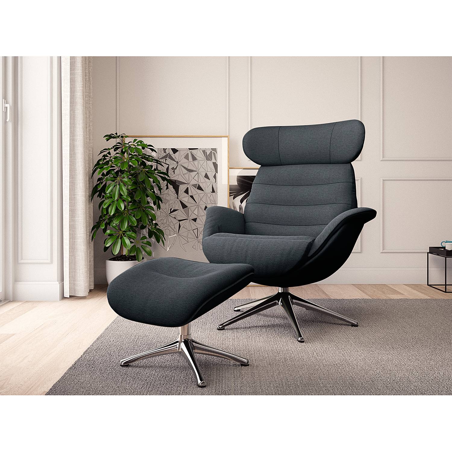 home24 Relaxsessel LESO Grau Webstoff Saia ohne Hocker Chrom glänzend 90 x 107 x 90cm home24 Relaxsessel LESO Grau Webstoff Saia ohne Hocker Chrom glänzend 90 x 107 x 90cm von home24