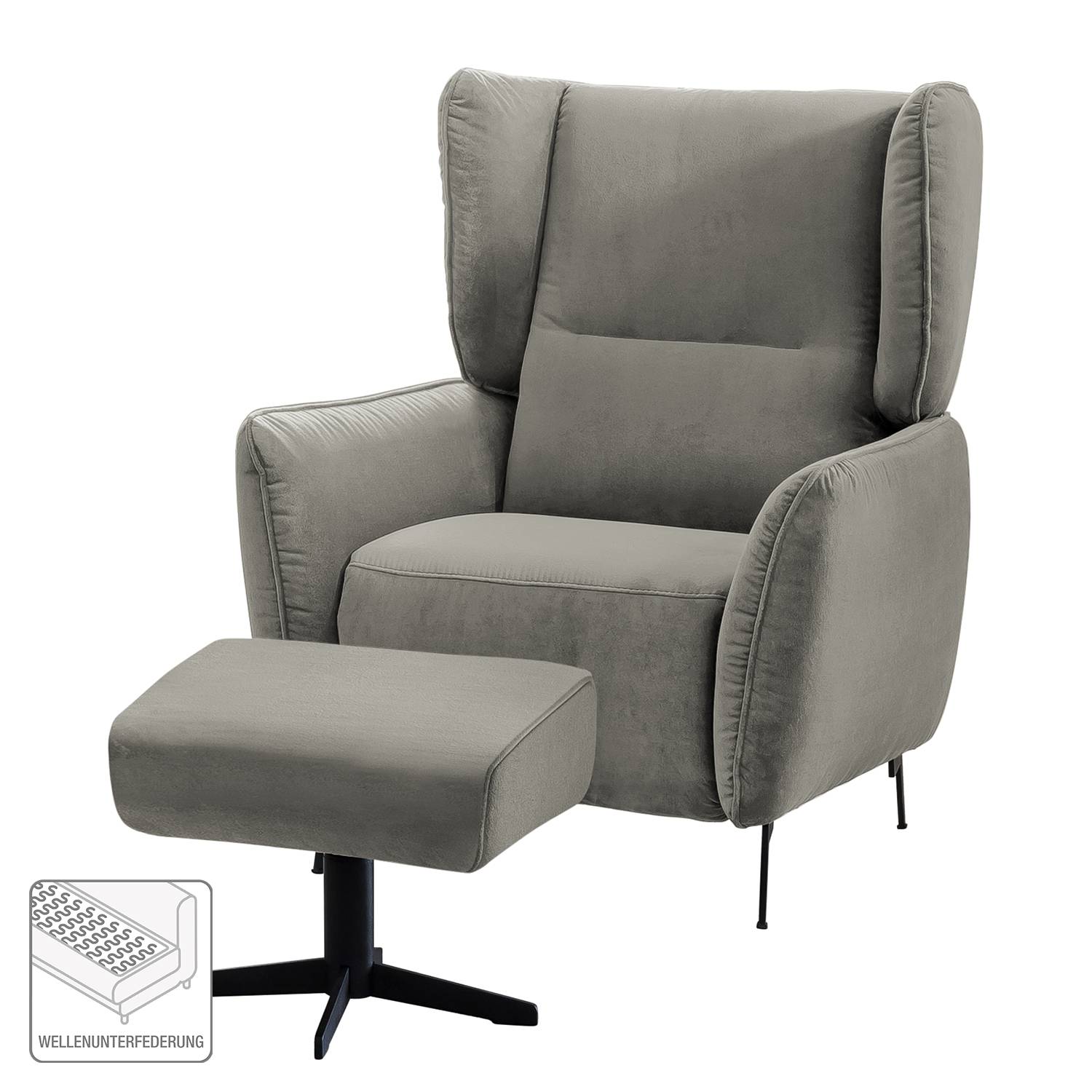 home24 Sessel Lehi Grau/Platin Samt Keine Funktion mit Hocker 93 x 109 x 92cm home24 Sessel Lehi Grau/Platin Samt Keine Funktion mit Hocker 93 x 109 x 92cm von home24