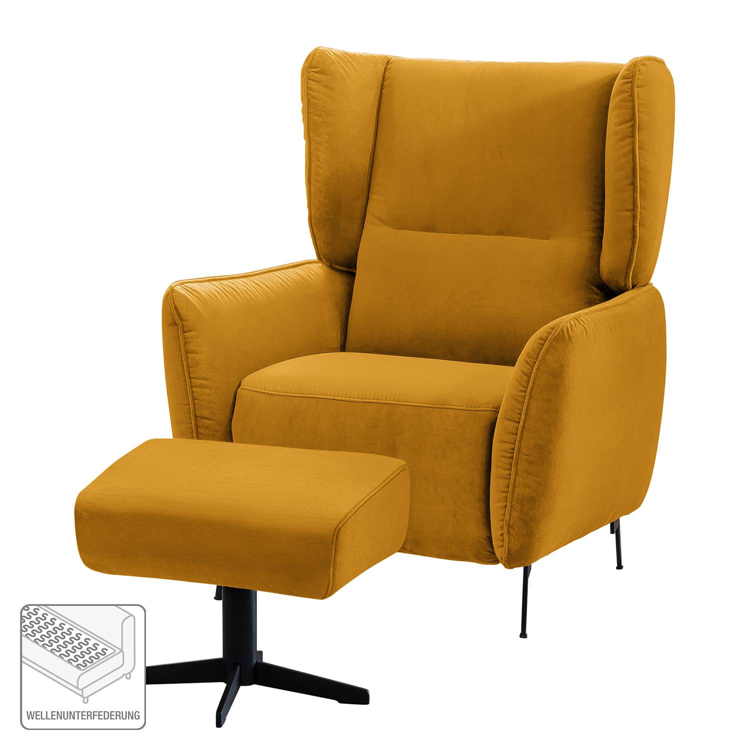 home24 Sessel Lehi Gelb/Senfgelb Samt Keine Funktion mit Hocker 93 x 109 x 92cm home24 Sessel Lehi Gelb/Senfgelb Samt Keine Funktion mit Hocker 93 x 109 x 92cm von home24