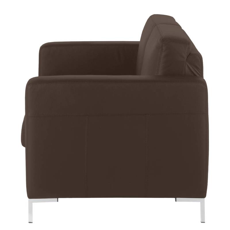 home24 Sofa 3-Sitzer Braun/Braun Lederart: Pigmentiertes Leder Material: Echtleder Muster: Unifarben 198 x 81 x 90cm Modern von home24