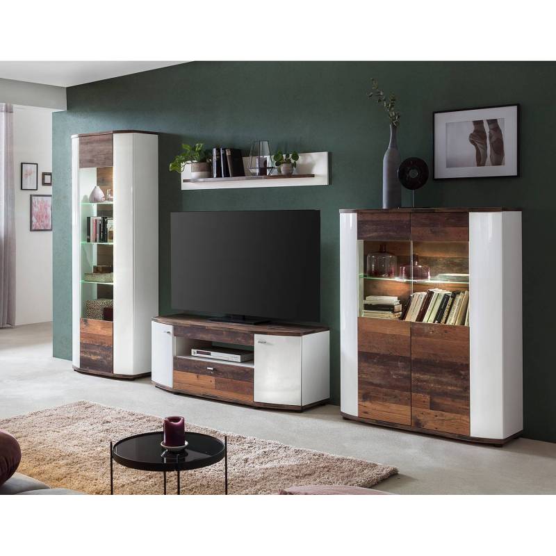 home24 Wandboard Spanplatte, beschichtet Braun/Weiß 130 x 22 x 20cm von home24