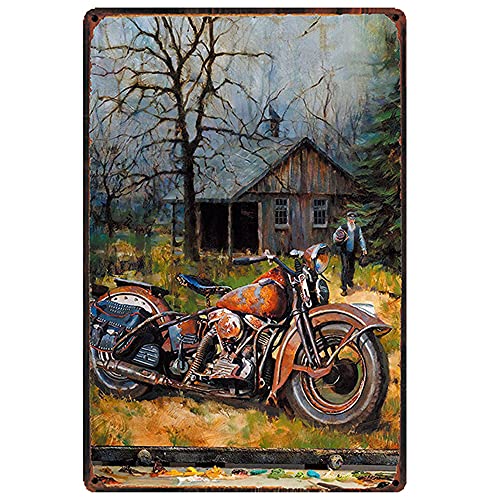 Free Pintree Original Retro Design Old Man Old Man Old Man Old Man Old Man Old Motorcycle And Old House Blechschilder Wandkunst | Dickes Wei?blechdruck Poster Wanddekoration f?r Garage von Free Pintree