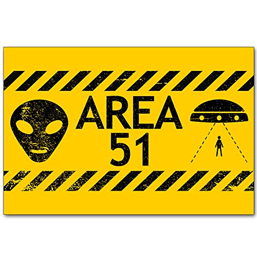 Original Retro Design Area 51 Alien Blechschilder Wandkunst | Dicker Weißblech Druck Poster Wanddekoration für Garage von Free Pintree