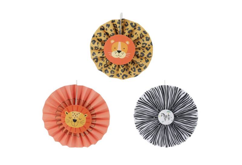 Free & Easy Papierrosette, Deko Papier Rosetten mit Tiermuster und Tiere Motiv 20cm 3er Set Bunt von Free & Easy