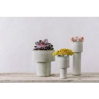 Set 3 Weiße Keramik-Pflanzgefäße, Pflanzentopfset, Sukkulenten-Pflanzgefäße, Modernes Vasenset, Indoor-Pflanzgefäß-Set, Blumenvase Als Mittelstück von FreeFolding
