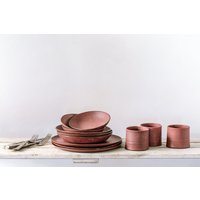 Rosa Keramik Geschirr 2Er Set, Teller Und Schüssel Servierschalen, Große Salatschüssel von FreeFolding