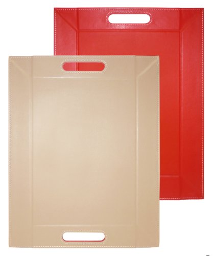 FreeForm Tablett aus Kunstleder, wendbar, 45 x 35 cm, Rot / Taupe von FreeForm