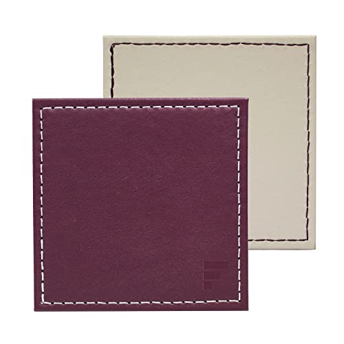Freeform DUO Glasuntersetzer | Pflaume/Stein | 10 x 10 cm | 4er Set | Beidseitig nutzbares Platzdeckchen Abwaschbar | Bis 90° Celsius hitzebeständig | Glasuntersetzer Kunstleder von FreeForm