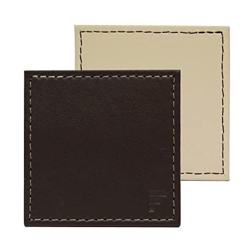 Freeform DUO Glasuntersetzer | Schokobraun/Cfremefarben | 10 x 10 cm | 4er Set | Beidseitig nutzbares Platzdeckchen Abwaschbar | Bis 90° Celsius hitzebeständig | Glasuntersetzer Kunstleder von FreeForm