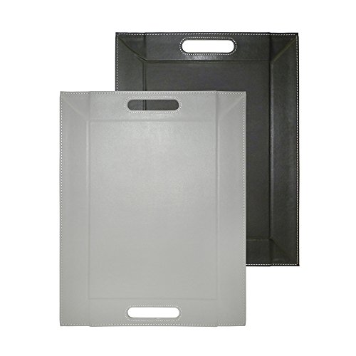 Freeform DUO Tablett 45 x 35 cm | Grau/Schwarz | 2 in 1 Serviertablett und Tischset | bis 90°C hitzebeständiges Wendetablett | Kunstleder Tablett rechteckig | mit Griffen zum Tragen von FreeForm