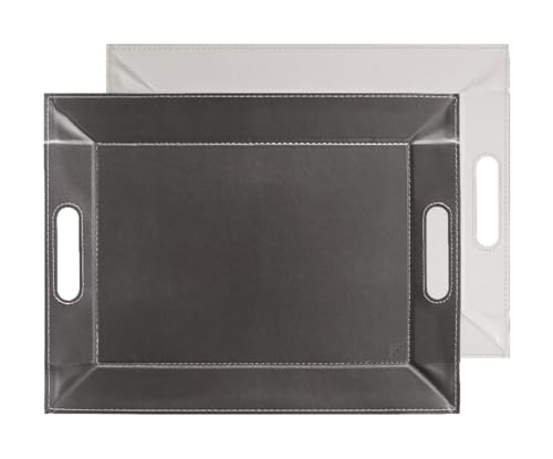 Freeform - Tablett, Tischset, zweifarbig, 45 x 35 cm, Zinkgrau – Weiß von FreeForm