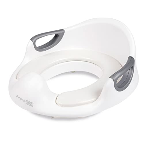 FreeON Toilettenverkleinerer - WC Reduzierer - Toilettensitz mit Handlauf und Griffen Weiß von FreeON