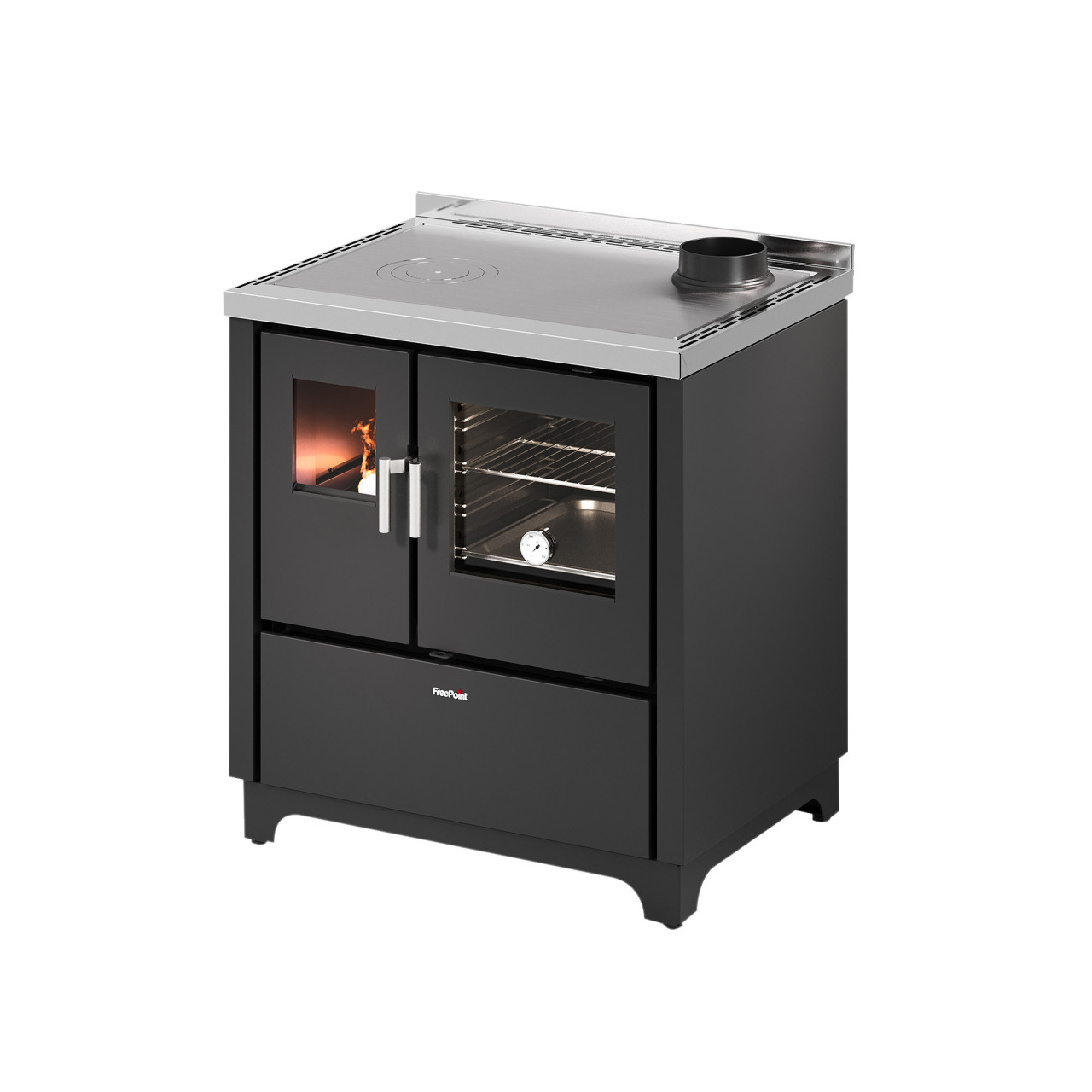 FreePoint Küchenherd FRIDA 80 Stahlverkleidung schwarz 75 kW von FreePoint