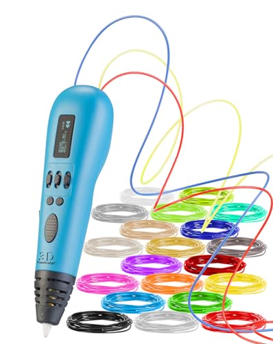 FreeSculpt 3D Stift Erwachsene: 3D-Drucker-Stift, Multi-Filament-System, Farbauswahl, 20 PLA-Filamente (Kunstwerke, Set, Kugelschreiber) von 3D FreeSculpt