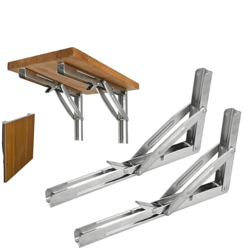 FreeTec 2 Stück Klappkonsole Schwerlast, 300mm Klappkonsole Edelstahl für Tische, Bänke und Regale, Maximale Tragkraft: 150 kg von FreeTec