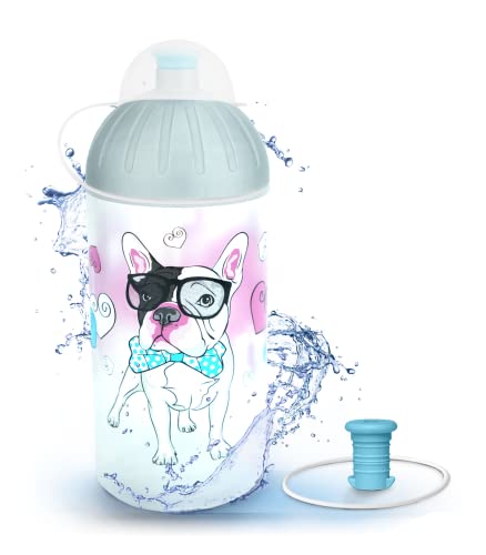 FreeWater Trinkflasche 500 ml, Dogge/transparent/türkis: schadstofffrei, spülmaschinengeeignet, auslaufsicher, langlebig von FreeWater