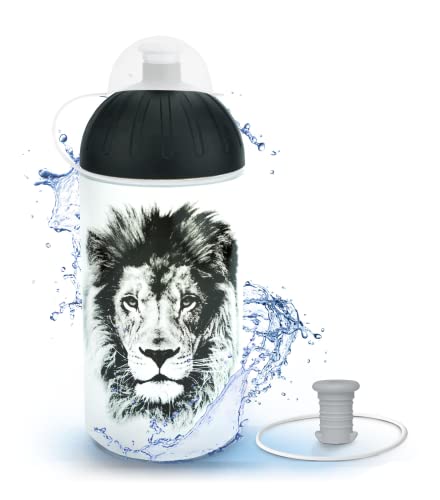 FreeWater Trinkflasche 500 ml, Löwe, transparent: schadstofffrei, spülmaschinengeeignet, auslaufsicher, langlebig von FreeWater